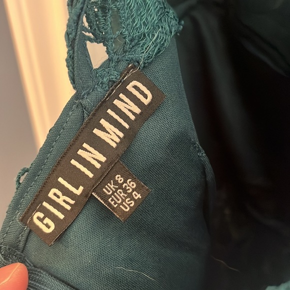 Rich teal lace overlay dress - Picture 7 of 7